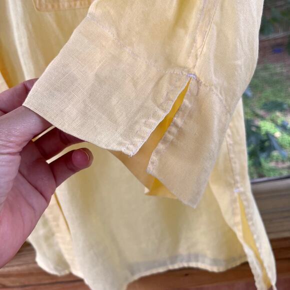 Carole Little Women's Butter Yellow 100% Linen Button Front Top Size 3X - Picture 6 of 8
